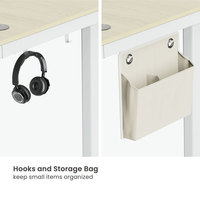 Bureau ergonomique intelligent réglable en hauteur pour le télétravail, table d'ordinateur à quatre pieds avec tiroir et chargeur sans fil, double moteur