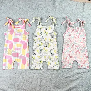 DH ODM New soft Baby clothing Toddler girls tie jumpsuit romper for new born baby