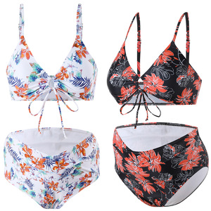 Nuevo Bikini Floral Sexy de Estilo Europeo Americano 2026, Traje de Baño de Dos Piezas Moldeador, Talla Grande para Mujer, Conservador, para Maternidad - Product Image 1