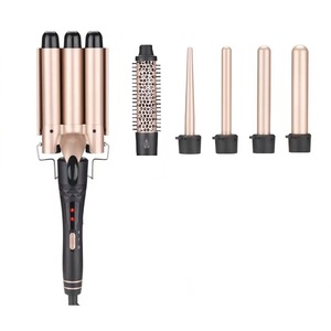 Meinuo 4 barils affichage LED <span class=keywords><strong>pas</strong></span> <span class=keywords><strong>cher</strong></span> prix Nouveau Offre Spéciale curling brosse vague bigoudi 3 Barrel <span class=keywords><strong>Waver</strong></span> Fer À Friser Baguette Ensemble - Product Image 3