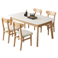 Ensemble de table à manger élégante en bois de chêne massif pour 4 personnes avec chaises de salle à manger au design moderne en bois pour la maison et l'hôtel