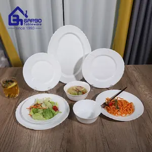 Wholesale Opulent opal glassware set the timeless beauty of milk glassware heat resistant white opal glassware plate tableware