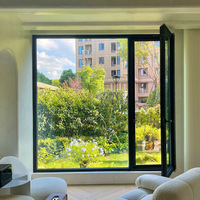 Fenêtre à battant verticale en aluminium avec 4 rails, verrouillage à rouleaux, moustiquaire, design moderne, insonorisée et étanche, conforme à la norme 24