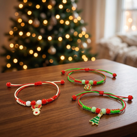 Bracelets tissés à la main pour les fêtes de Noël européennes et américaines 2026, avec breloques Père Noël, sapin de Noël et cerf, cadeaux promotionnels