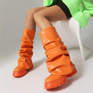 Thick-soled Show Catwalk Fashion <strong>Boots</strong> Fold One Pedal <strong>Trouser</strong> Legs <strong>Boots</strong> Middle <strong>Boots</strong> - Product Image 5