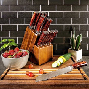 Ensemble de 16 couteaux de cuisine de haute qualité en acier <span class=keywords><strong>Damas</strong></span>, faits à la main, avec support, <span class=keywords><strong>ciseaux</strong></span>, couteau Santotu, couteau à découper, couteau à désosser, couteau de chef, avec manche en <span class=keywords><strong>bois</strong></span> - Product Image 3