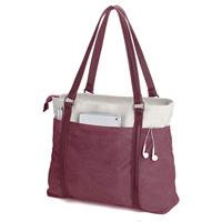 Tas Laptop Wanita untuk Kerja, Ringan, Kanvas Kombinasi, 15.6 Inch, Tas Tangan