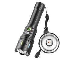 Lampe torche tactique portable à double source lumineuse avec zoom, affichage numérique, batterie externe rechargeable, longue portée, pour la pêche en extérieur, lampe torche LED