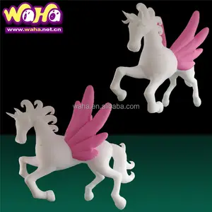 Hanging White Inflatable Unicorn 3m Height Cartoon Animal Mascot Model Air Blown Flying Horse With Wings For Bar And Club Party
