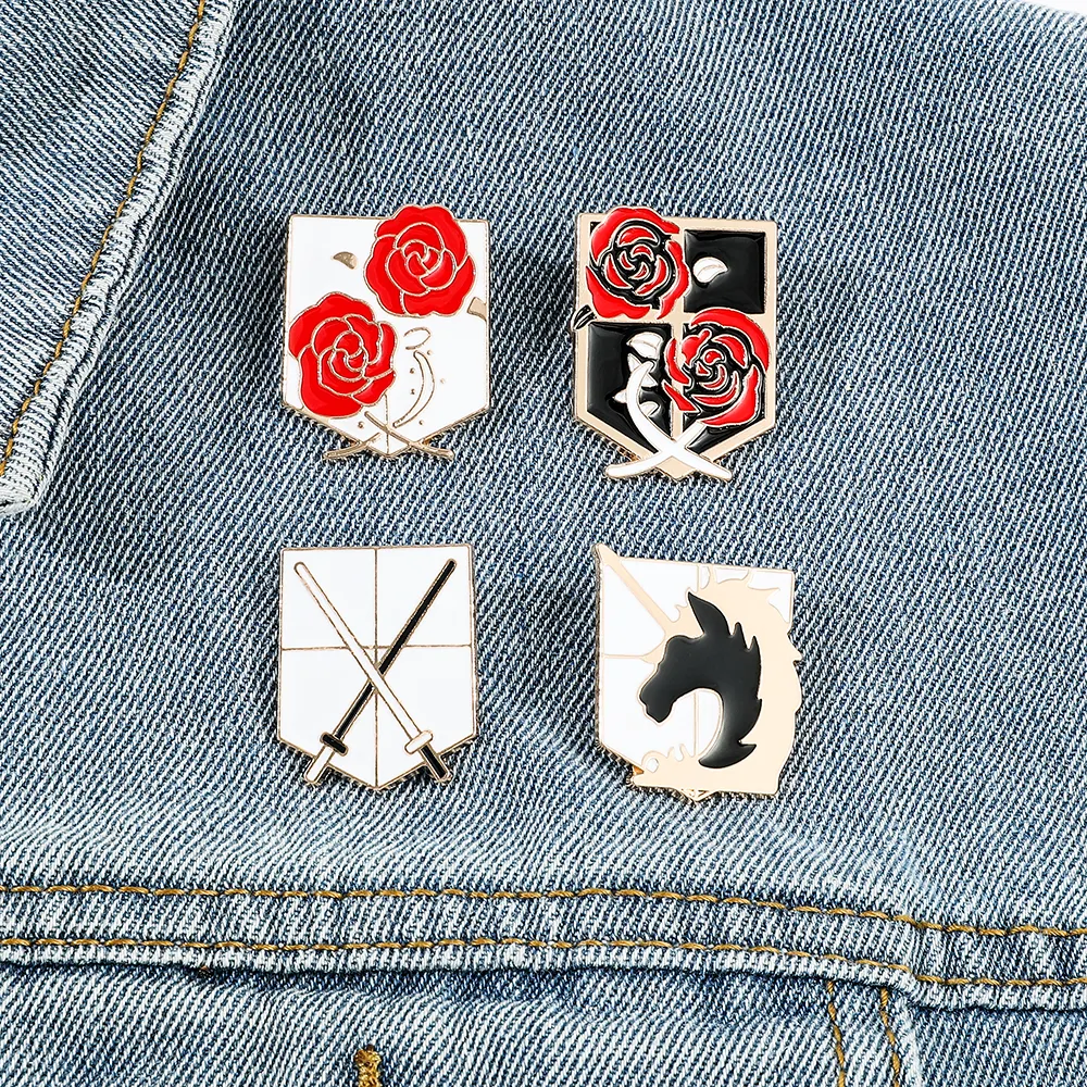 Attack On Titan emblem Enamel pin Shingeki No Kyojin Garrison pelatihan Corp bros Lapel lencana hadiah perhiasan untuk penggemar teman