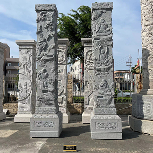 Decorazione del giardino esterno cinese scultura in pietra grande rilievo statua ornamentale pilastro diciotto arhat <span class=keywords><strong>colonna</strong></span> Design - Product Image 2