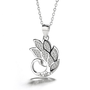Bestseller Fine Jewelry Sterling Silber CZ Pfau Halskette für Frauen Muttertage Geschenke <span class=keywords><strong>Schmuck</strong></span> - Product Image 3