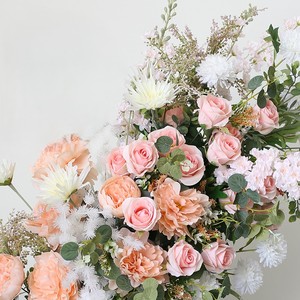 Arche de fleurs élégante en soie artificielle de luxe, roses colorées, support en forme de corne, toile de fond murale pour <span class=keywords><strong>mariage</strong></span>, événement, anniversaire, remise de diplôme - Product Image 6