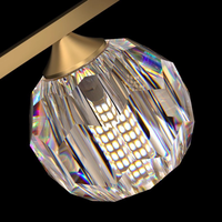 Lustre Suspendu Moderne Minimaliste en Cuivre Long, Corps Noir et Or, Style Nordique de Luxe, avec Boules de Cristal