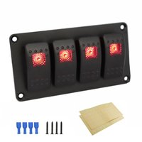 Interrupteur à bascule SPST 4 gangs 3 broches pour LED, panneau en aluminium