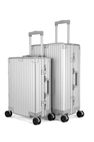 Valise de luxe avec cadre en aluminium de haute qualité avec couvercle ouvert Chariot rechargeable Bagage à main durable