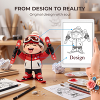Juguete de Vinilo Personalizado Weimeitoy con Personaje de Esquí Kawaii, Ecológico, Escala 1/60, Unisex, Adorno Decorativo para Deportes de Invierno