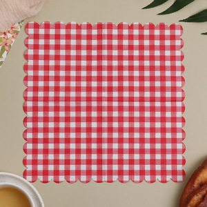 Hanlin Disposable Paper Napkins 25cm X 25cm Red Checkered Birthday Party Use - Product Image 2