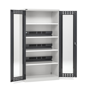 PERFOM140 porta caricabatteria in policarbonato con 4 ripiani/pannelli forati W1023 X D555 X H2000 mm per la conservazione degli utensili - Product Image 1