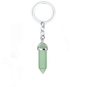 Llavero con Colgante de Piedra de Cristal Natural en Forma de Bala Hexagonal para Mujer, Portamonedas - Product Image 2