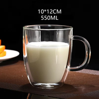 Hxglass – Tasse à café isotherme à double paroi en verre borosilicate, technologie de double moulage, 350 ml, 400 ml, 550 ml, emballage individuel