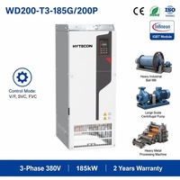 Variateur de fréquence (VFD) HYTECON robuste pour l'exploitation minière, 185KW 200KW, triphasé 380V, 250HP 270HP, contrôle de vitesse du moteur AC, contrôle vectoriel, IP20