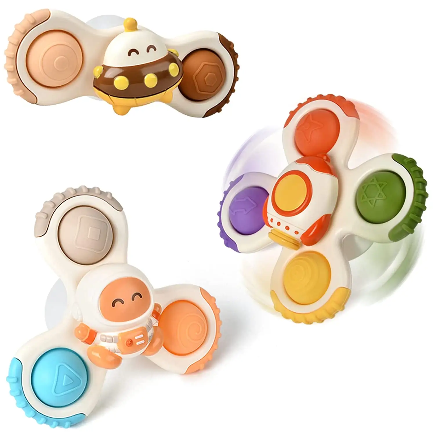 CPC 1 Year Old Baby Toys High Chair Suction Cup Base Rotating Toy Baby Fidget Spinner for Baby