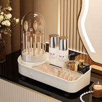 360 °   Organisateur rotatif pour le séchage des pinceaux de maquillage, support de rangement pivotant pour pinceaux cosmétiques en PP+PET, présentoir gain de place pour coiffeuse
