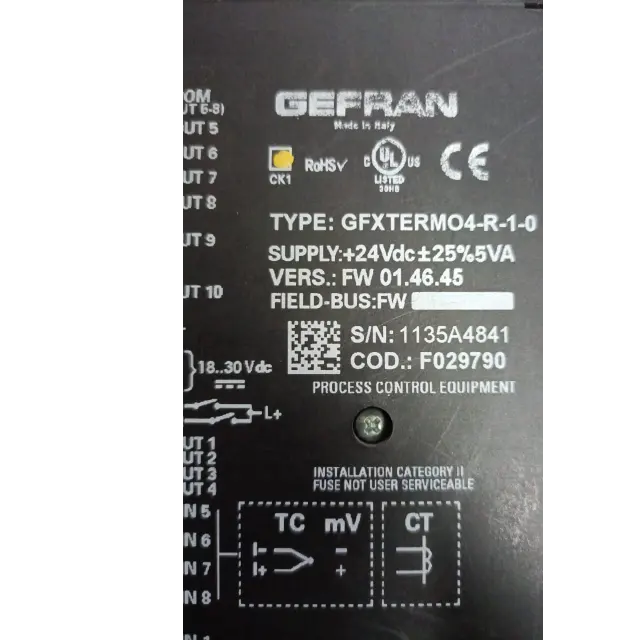 ใช้ตัวควบคุมกระบวนการ Gefran GFXTERMO4 ซีรี่ส์ GFXTERMO4-R-1-0 F029790 ในสภาพดี