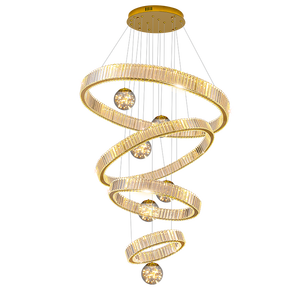 Lampadario di cristallo di lusso moderno per la casa di fascia alta ristorante semplice <span class=keywords><strong>camera</strong></span> <span class=keywords><strong>da</strong></span> <span class=keywords><strong>letto</strong></span> anello Duplex Villa lampadario Led luce pendente - Product Image 2