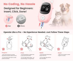 Nouveau glucomètre certifié ISO 15197 calibré par un vétérinaire pour chats et chiens avec arrêt automatique sans débogage - Product Image 4