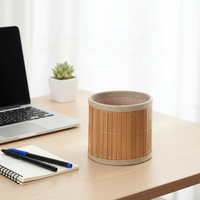 Porte-stylos en bambou tressé écologique pour l'organisation du bureau à domicile et au bureau, paniers de rangement faits à la main pour une utilisation dans la garde-robe