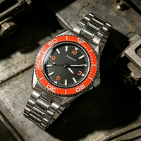 Montre mécanique automatique multifonctionnelle classique OMEGAT pour homme, avec cadran en céramique orange, idéale pour la plongée professionnelle, les trajets quotidiens et les activités de plein air.
