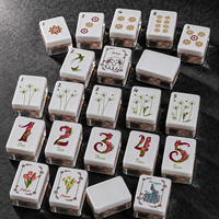 Nouveauté : Mahjong de style américain de 36 mm sur le thème du printemps, avec des tortues, des lapins et des paons, 160 tuiles au total