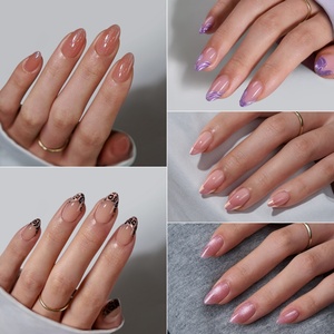 BTArtbox Soft Gel Short False Fake Nails Set with Glue Wholesale Handmade Cat Eye French Tip Gel XCOAT <b>Best</b> Press on Nails Bulk - Product Image 4