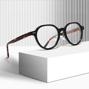 Lunettes sans ordonnance à monture ovale transfrontalière pour femme, branches en acétate, monture complète, verres plats anti-UV, monture TR - Product Image 5