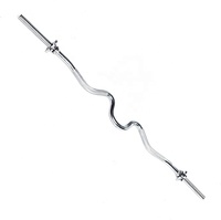 Barre de musculation E-Z Curl filetée standard de 47 pouces, poids libre, diamètre de 1 pouce, barre chromée