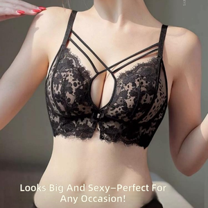 Soutien-gorge long push-up sexy pour petites poitrines, en dentelle florale, sans armatures, lissant, avec bretelles à volants, tailles 32-38, 5 couleurs - Product Image 1