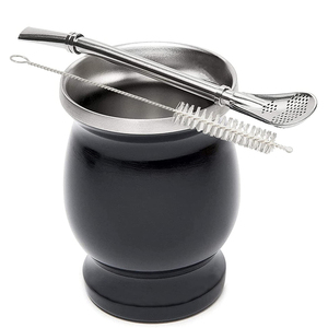 PURPLESEVEN-taza de té con aislamiento al vacío, 8oz, 230ml, acero inoxidable, Yerba Mate, calabaza, paja - Product Image 2