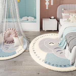 พรมลายการ์ตูนทรงกลมสำหรับห้องนอนเด็ก ห้องนั่งเล่น สไตล์นอร์ดิก แผ่นรองพื้นกันลื่น ลายเรขาคณิต แผ่นรองเล่นนุ่มๆ - Product Image 4