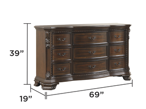 Modern <b>Convertible</b> 4-Piece Queen Bedroom Set Adjustable Height Eco-Friendly Design Intricate Wood Carvings Walnut Wood for Hotel - Product Image 3