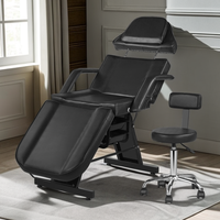 Table de Massage noire avec chaise de selle boîte de rangement nouveau Design lit de beauté pour Salon Spa pour salon chambre salle de bain entrepôt