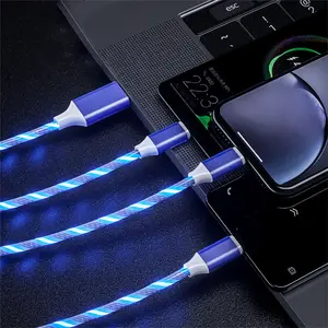 Mobile Phone Micro Usb Type C LED LL Glowing Multi-function Charger 3 In 1 USB Charging Cable For I 12 11pro Max