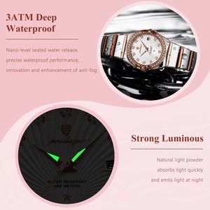 Montre à quartz de luxe pour femme en acier inoxydable, boîtier carré de haute qualité, strass lumineux, étanche, style tendance - Product Image 3