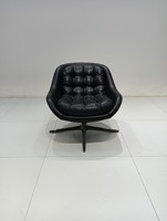 Moderner Minimalistischer Gepolsterter Stoff-Drehsessel Ergonomischer Armlehnstuhl mit Metallsternfuß Einzelner Lounge-Sessel für Wohnzimmer und Büro