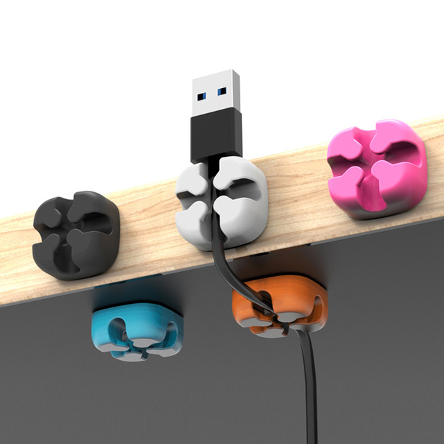 Custom Self-adhesive Silicone Cable Organizer Universal Multifunction Cable Clip Usb Cord Management