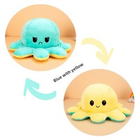 Peluche pieuvre réversible, jouet à double face changeant de visage, rembourrage en coton PP, cadeau d'anniversaire pour enfants