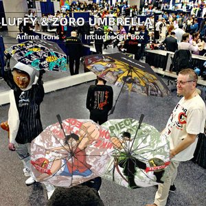 Paraguas de personaje de <span class=keywords><strong>Manga</strong></span> de una pieza Luffy y Zoro con caja de regalo Paraguas relacionados con Anime de metal para niñas - Product Image 2