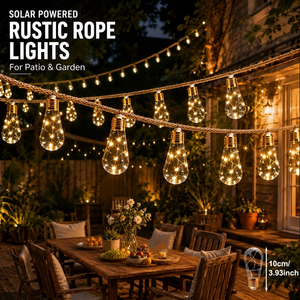 Guirlande lumineuse LED en corde de chanvre, étanche, style vintage, pour décoration extérieure, patio, jardin, arbre, mariage, fête, maison, lumières féériques - Product Image 2