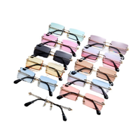 Lunettes de soleil rectangulaires en métal tendance avec verres dégradés, unisexes, décontractées, protection UV400, sans monture